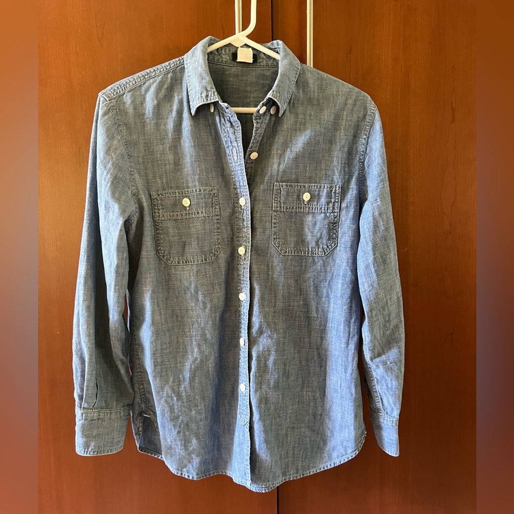 J. Crew Chambray Button Down Shirt size XS (oversized)
